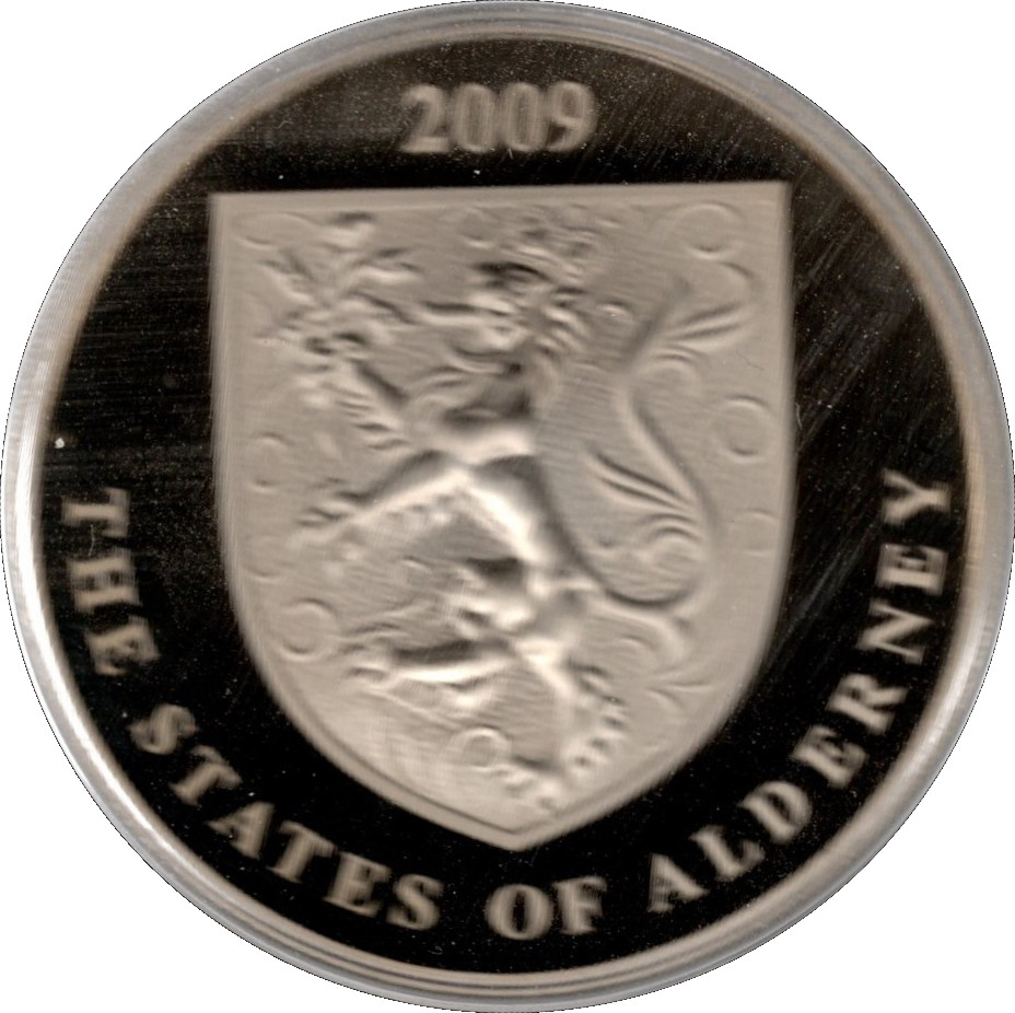 Alderney 5 Pounds - Elizabeth II John Woodward; 2009 Silver Proof obverse
