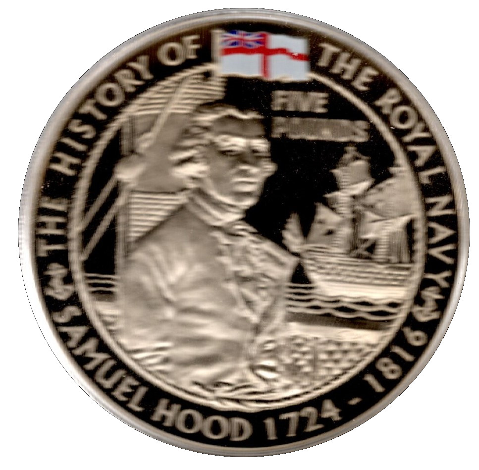 Alderney 5 Pounds - Elizabeth II 4th Portrait; Samuel Hood; Silver Proof