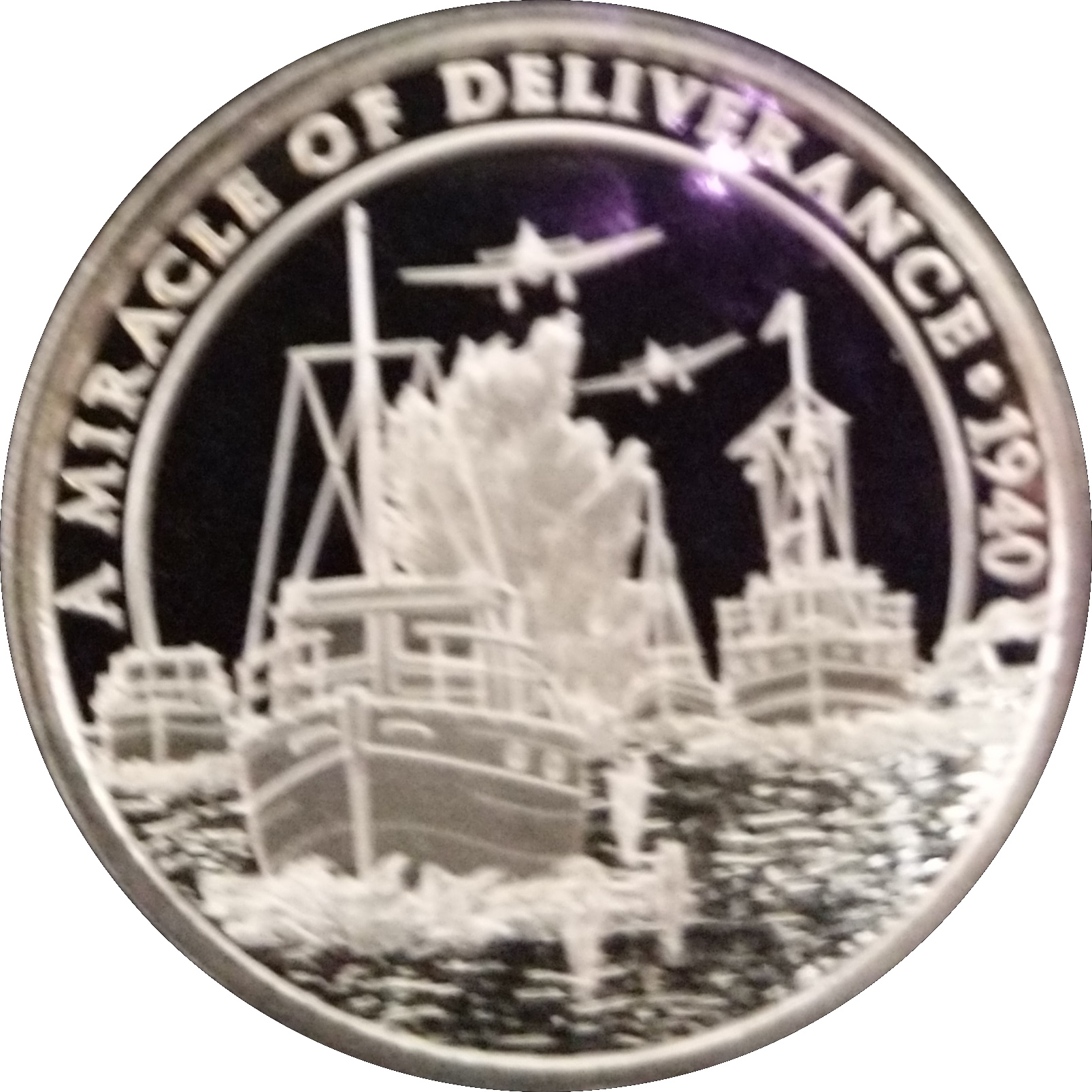 Gibraltar ½ Crown - Elizabeth II The little ships of Dunkirk; Silver plated reverse