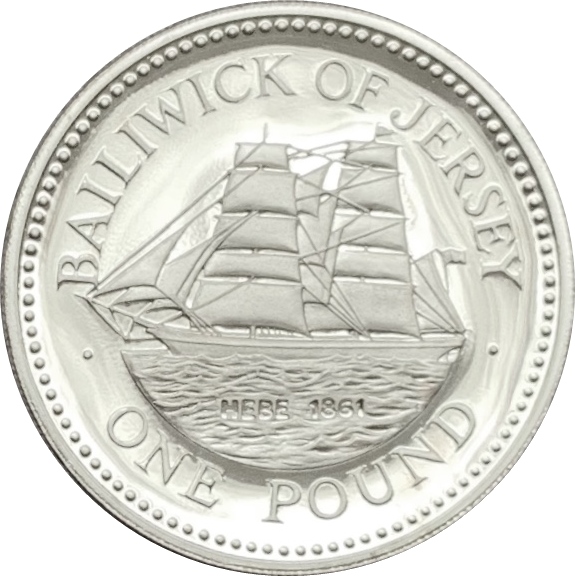 Jersey 1 Pound - Elizabeth II Brig, Hebe; Silver Proof
