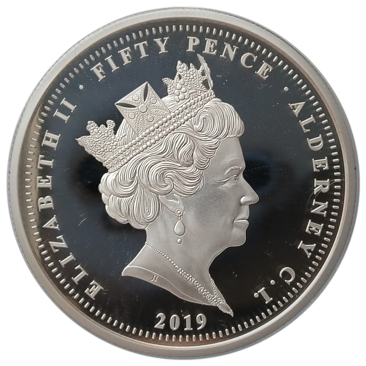 Alderney 50 Pence - Elizabeth II 75 Anniversary D-Day - Sword obverse