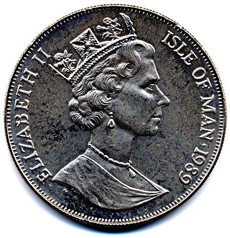 Isle of Man 1 Crown - Elizabeth II Mutiny on the Bounty obverse