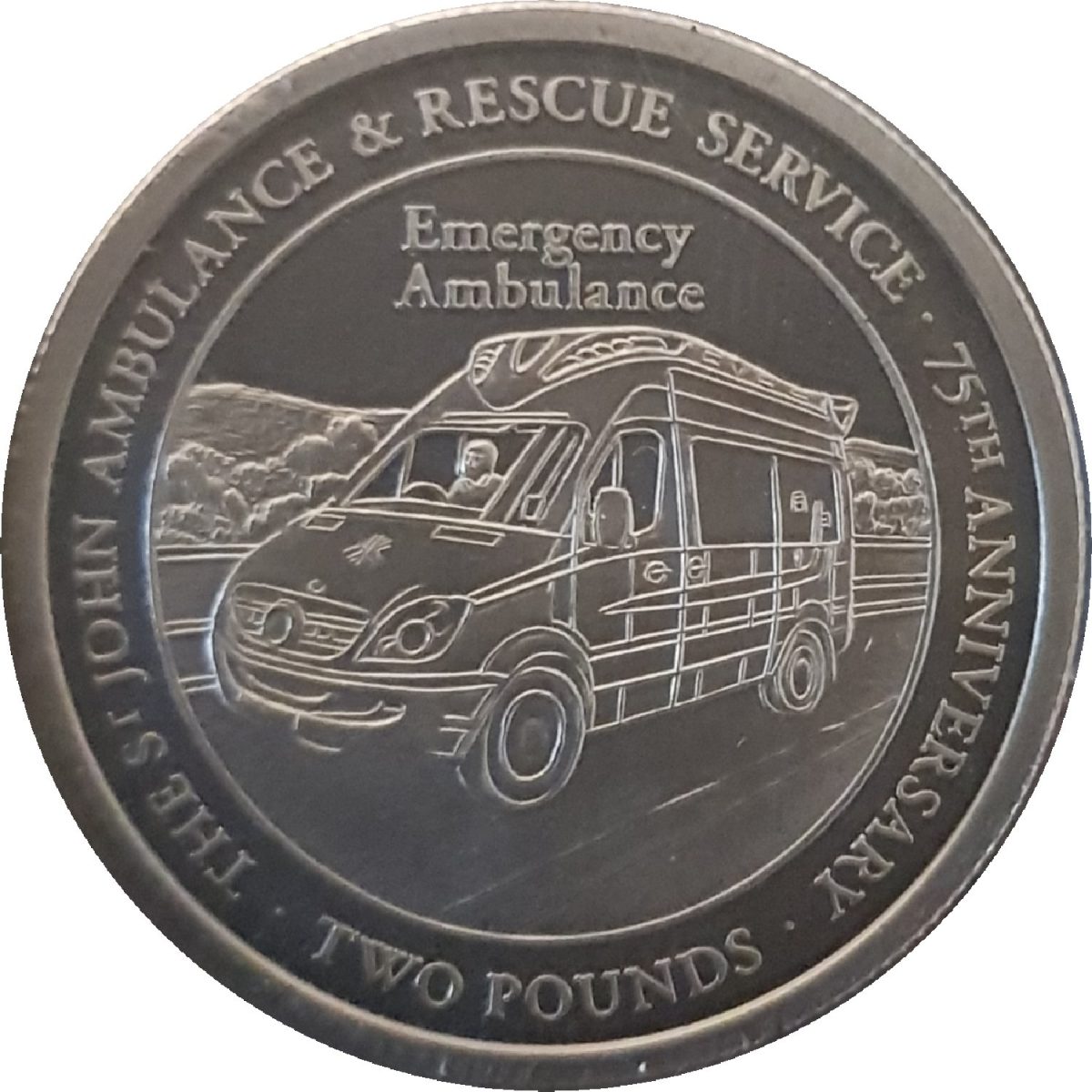 Guernsey 2 Pounds - Elizabeth II Emergency Ambulance obverse