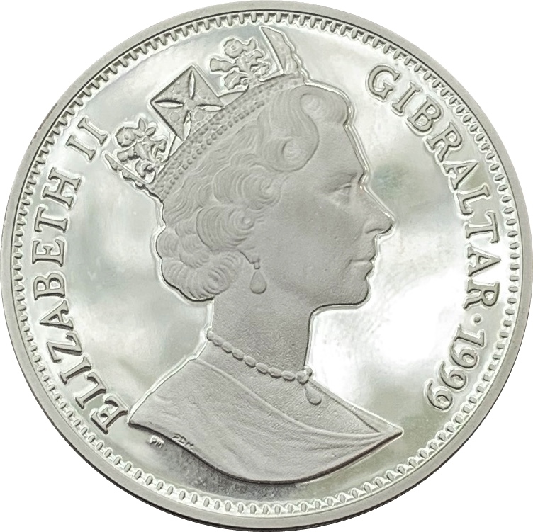 Gibraltar 1 Crown - Elizabeth II Tirpitz; Silver Proof obverse