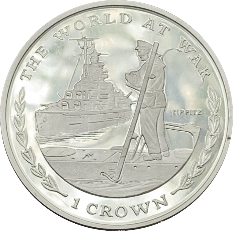 Gibraltar 1 Crown - Elizabeth II Tirpitz; Silver Proof reverse