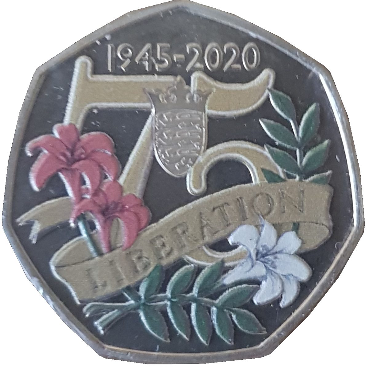 Jersey 50 Pence - Elizabeth II Liberation of Jersey reverse
