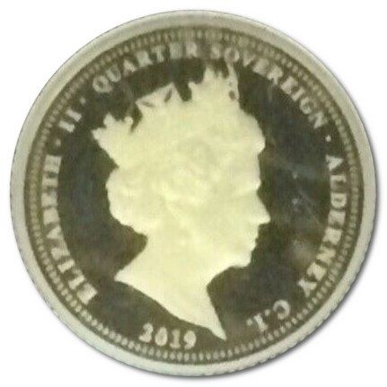 Alderney ¼ Sovereign - Elizabeth II 75th Anniversary of D-Day obverse