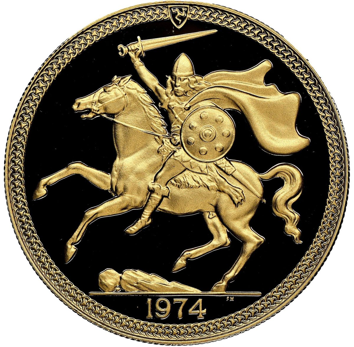 Isle of Man 5 Pounds - Elizabeth II Viking Warrior reverse