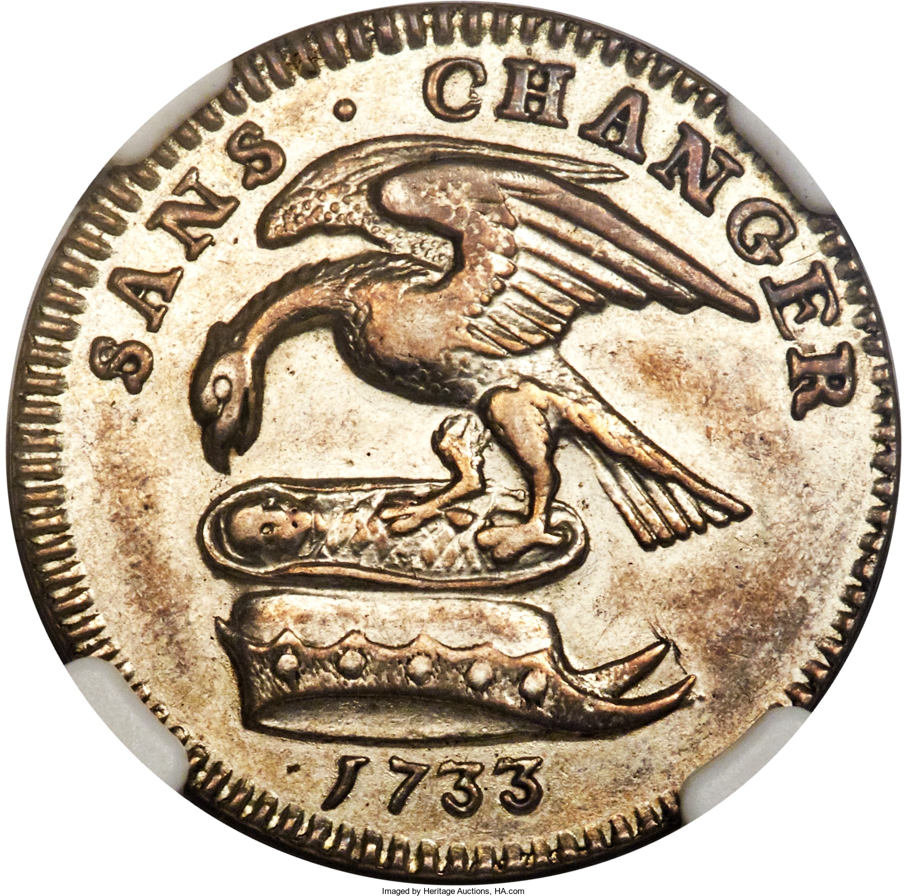 Isle of Man ½ Penny - James Stanley 2nd Derby Coinage; Silver obverse