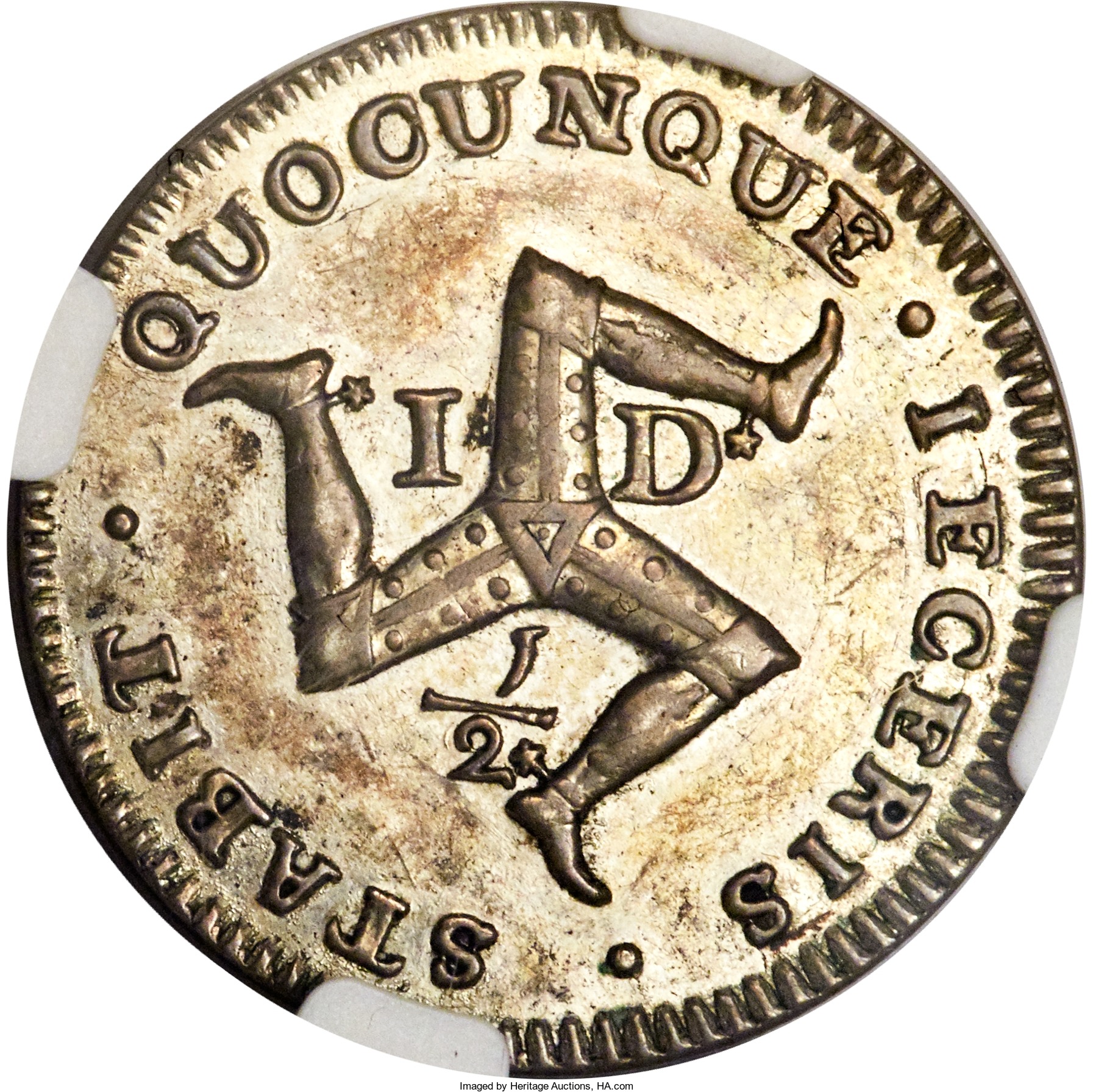Isle of Man ½ Penny - James Stanley 2nd Derby Coinage; Silver reverse