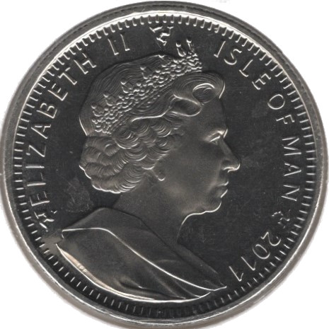 Isle of Man 1 Crown - Elizabeth II Turkish Angora Cat; Coloured obverse
