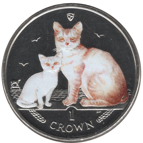 Isle of Man 1 Crown - Elizabeth II Burmilla Cat; Coloured