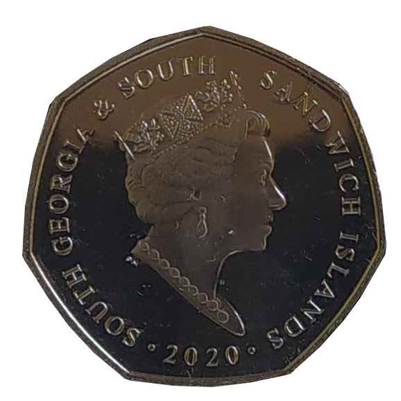 South Georgia and the South Sandwich Islands 50 Pence - Elizabeth II King Penguin obverse