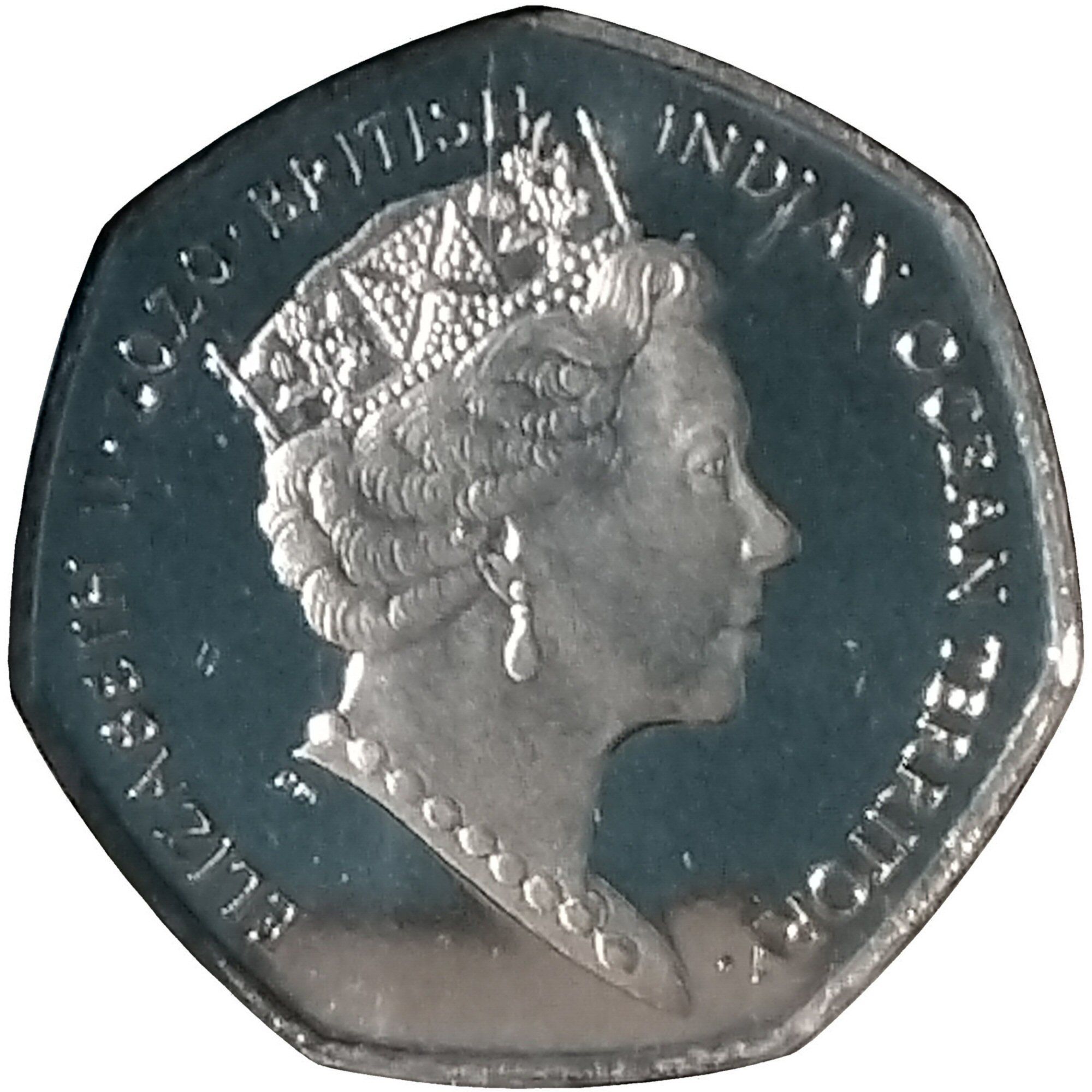 British Indian Ocean Territory 50 Pence - Elizabeth II Father Christmas; Coloured obverse