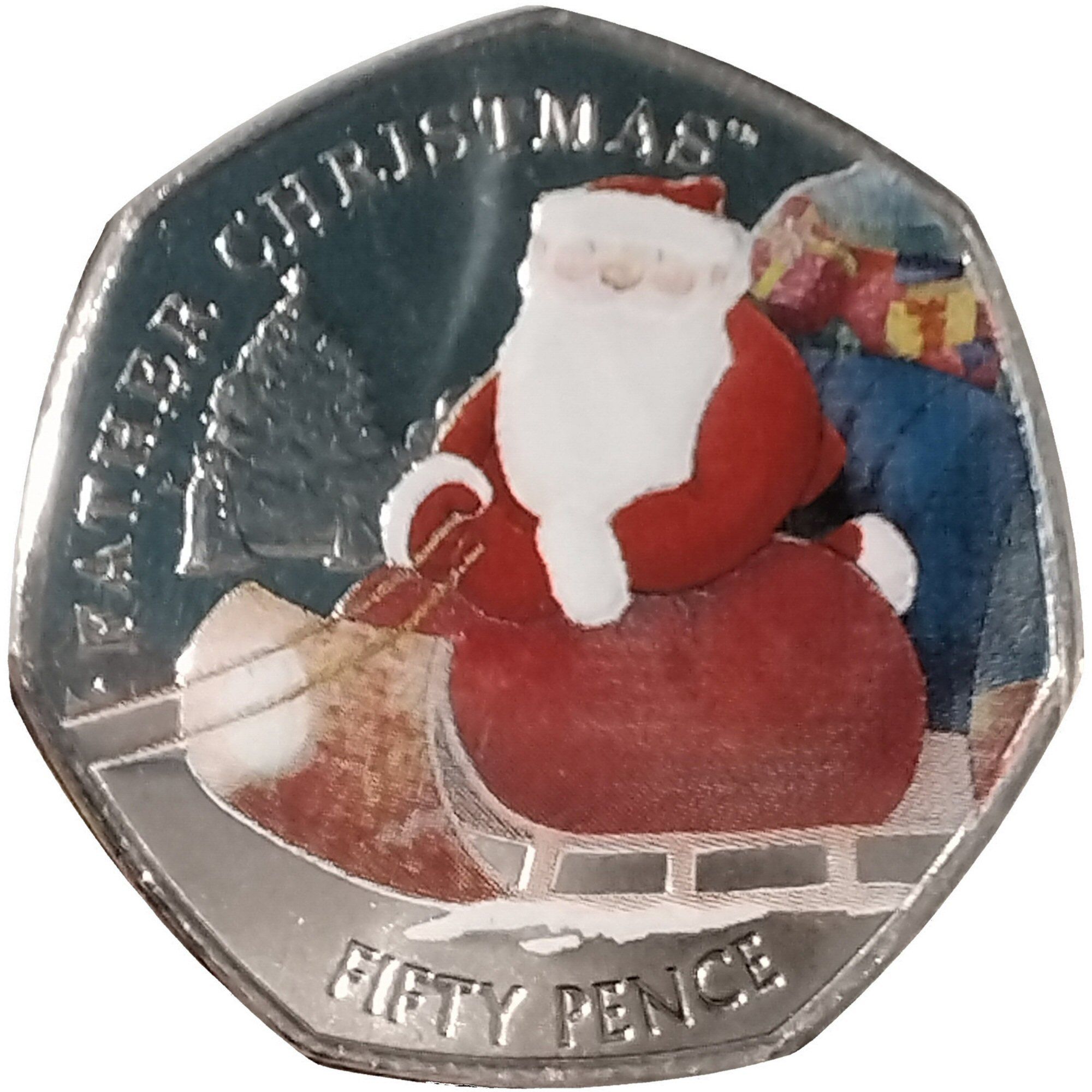 British Indian Ocean Territory 50 Pence - Elizabeth II Father Christmas; Coloured