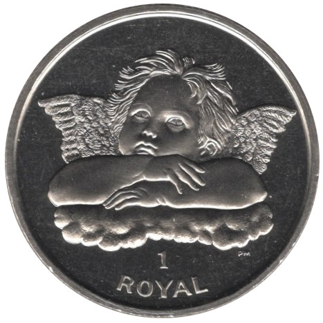 Gibraltar 1 Royal - Elizabeth II Cherub with crossed arms