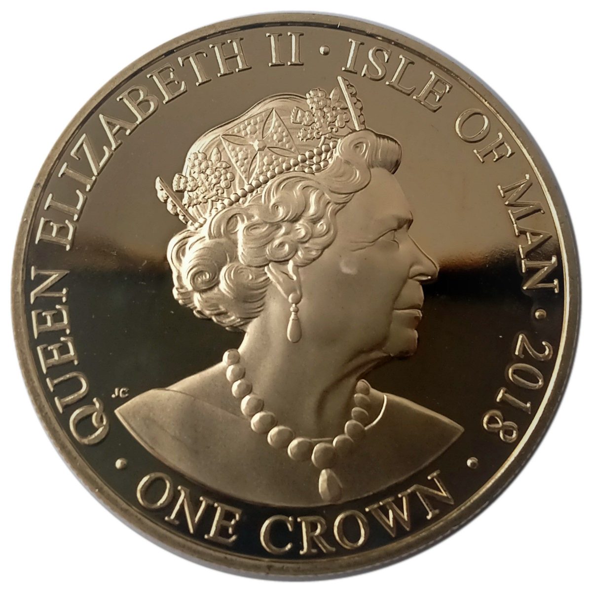 Isle of Man 1 Crown - Elizabeth II RAF Centenary - Sopwith Camel obverse