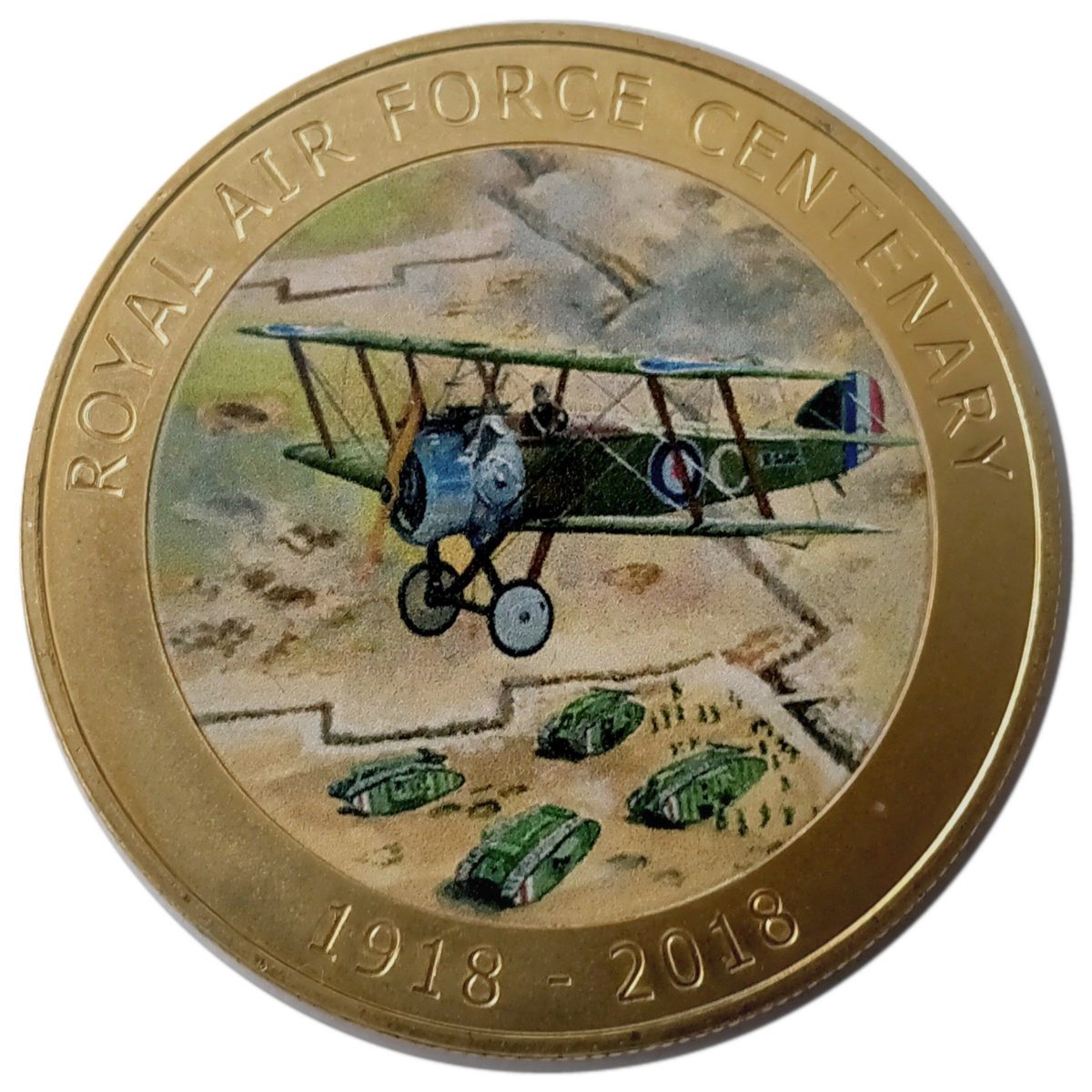 Isle of Man 1 Crown - Elizabeth II RAF Centenary - Sopwith Camel reverse