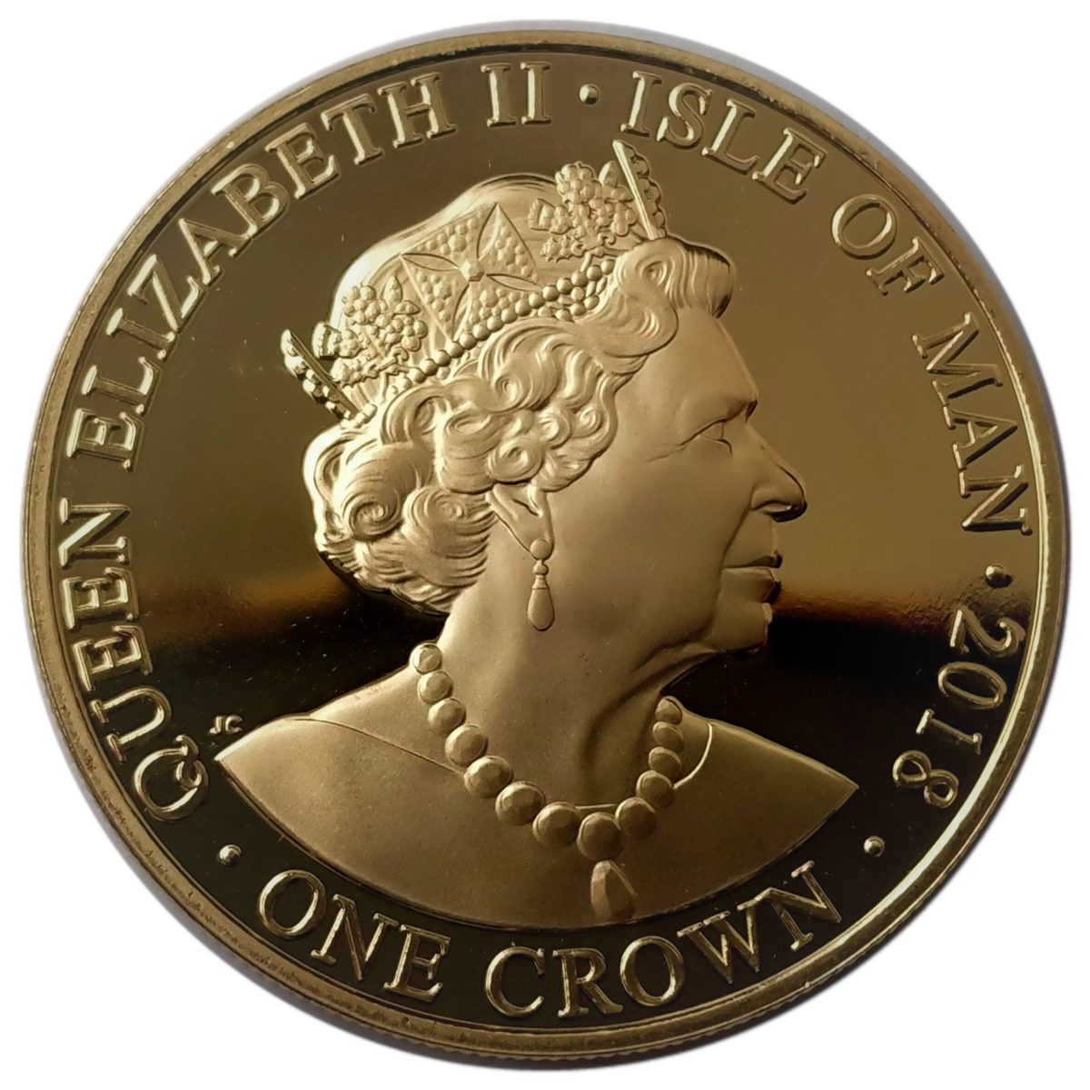 Isle of Man 1 Crown - Elizabeth II RAF Centenary - Avro Lancaster obverse