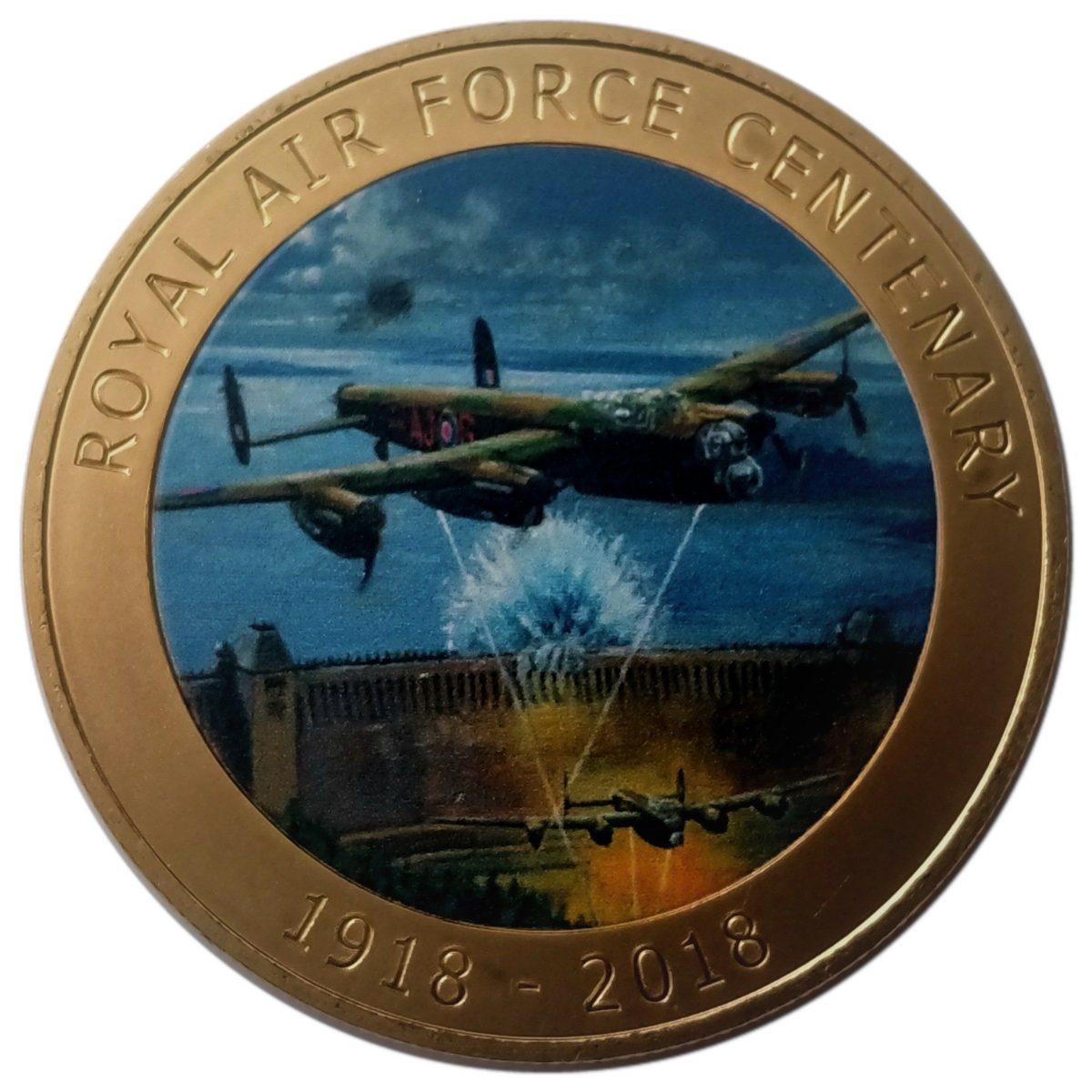 Isle of Man 1 Crown - Elizabeth II RAF Centenary - Avro Lancaster