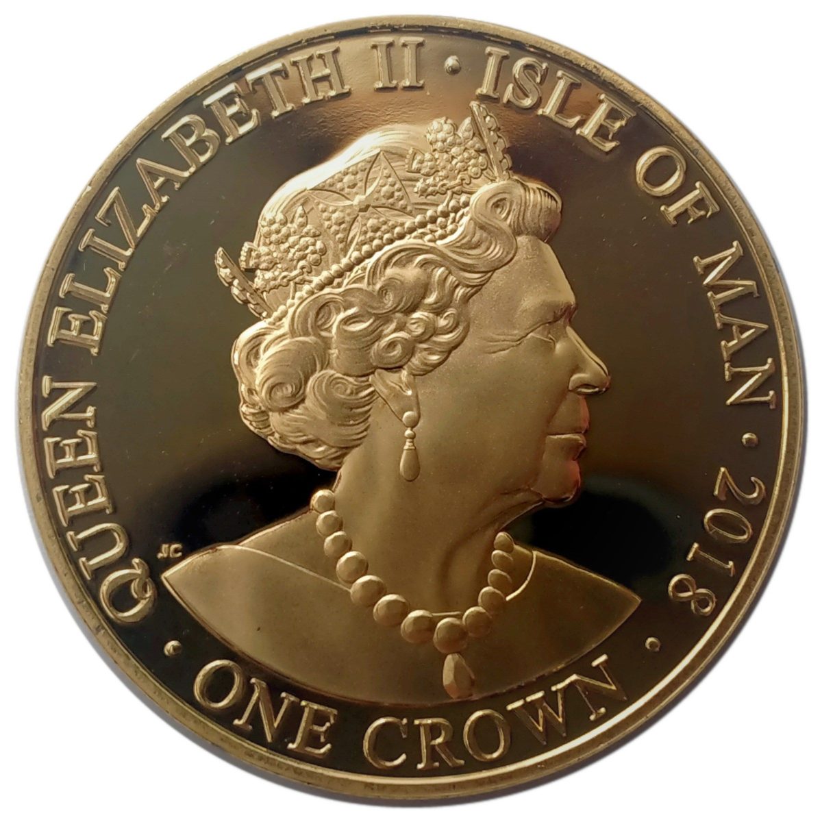 Isle of Man 1 Crown - Elizabeth II RAF Centenary - Avro Vulcan obverse