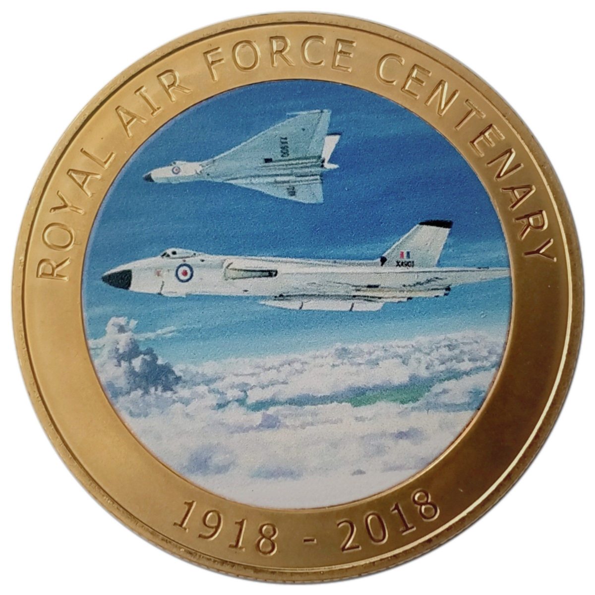 Isle of Man 1 Crown - Elizabeth II RAF Centenary - Avro Vulcan reverse