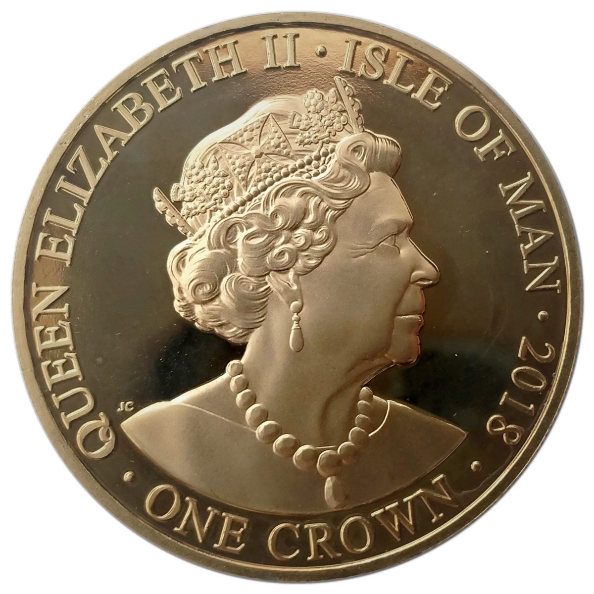 Isle of Man 1 Crown - Elizabeth II RAF Centenary - Harrier obverse