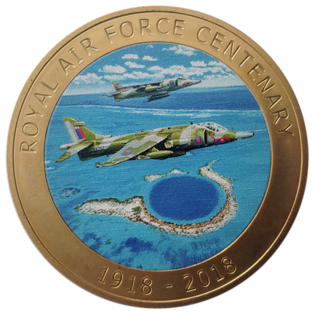 Isle of Man 1 Crown - Elizabeth II RAF Centenary - Harrier reverse