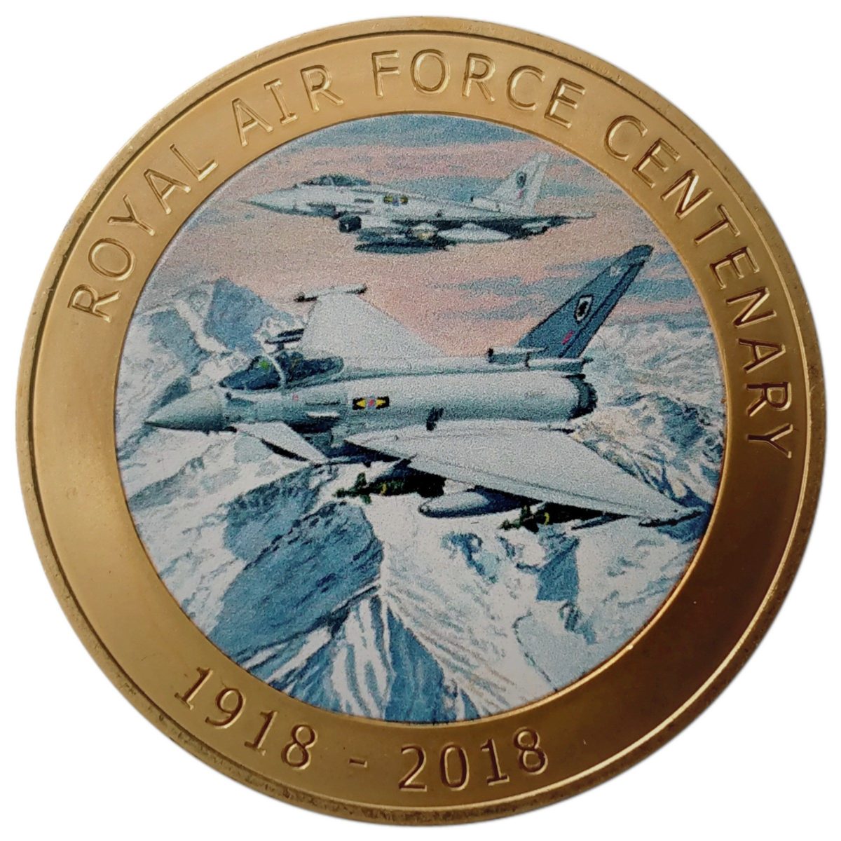 Isle of Man 1 Crown - Elizabeth II RAF Centenary - Typhoon reverse