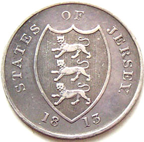 Jersey 18 Pence Bank Token obverse