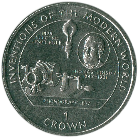 Isle of Man 1 Crown - Elizabeth II Electric light bulb