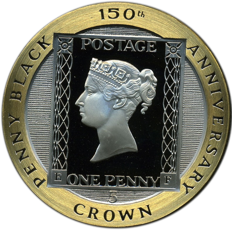 Isle of Man 5 Crowns - Elizabeth II Penny Black; Gold Proof