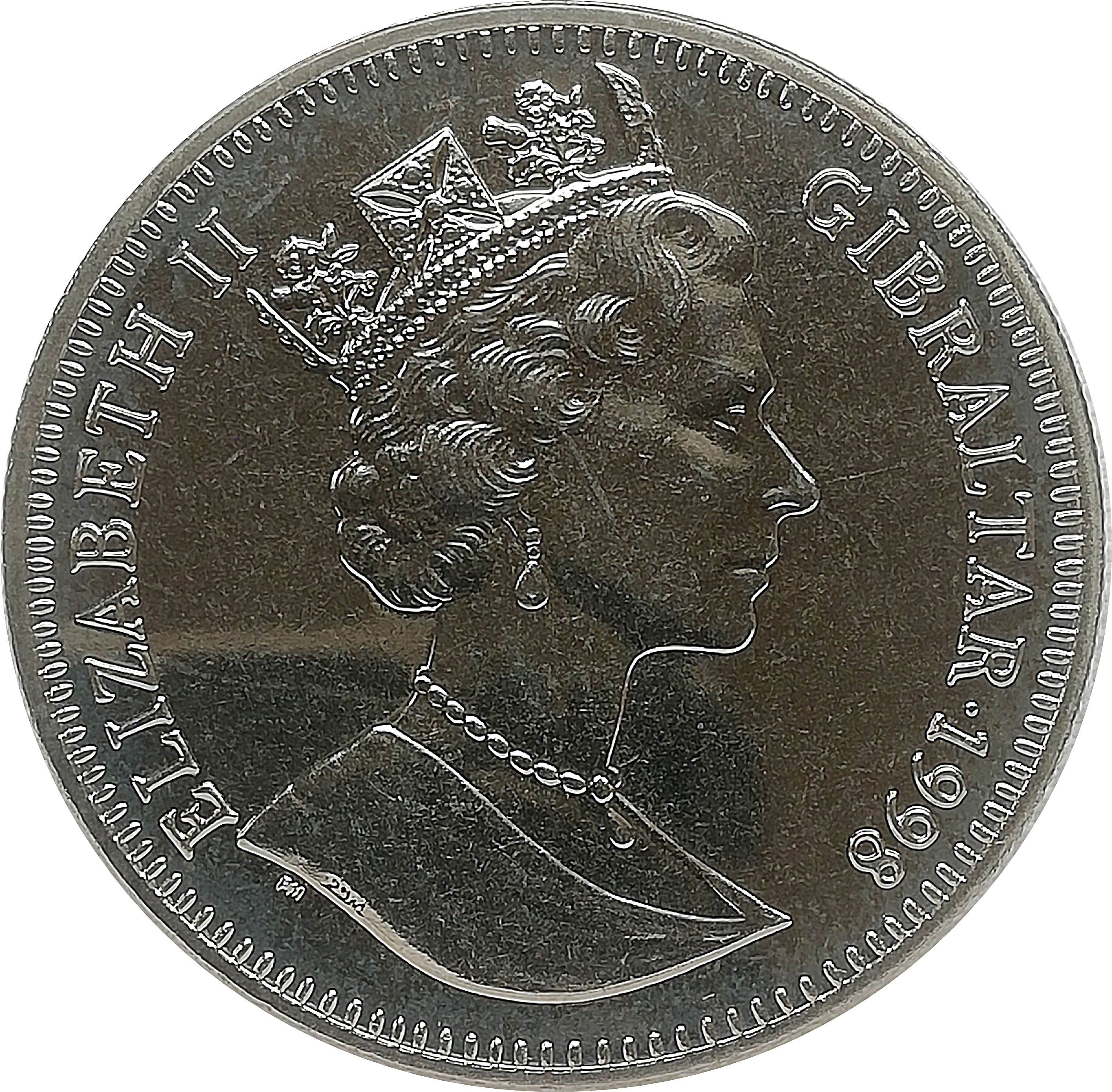 Gibraltar 1 Crown - Elizabeth II Charles Darwin obverse
