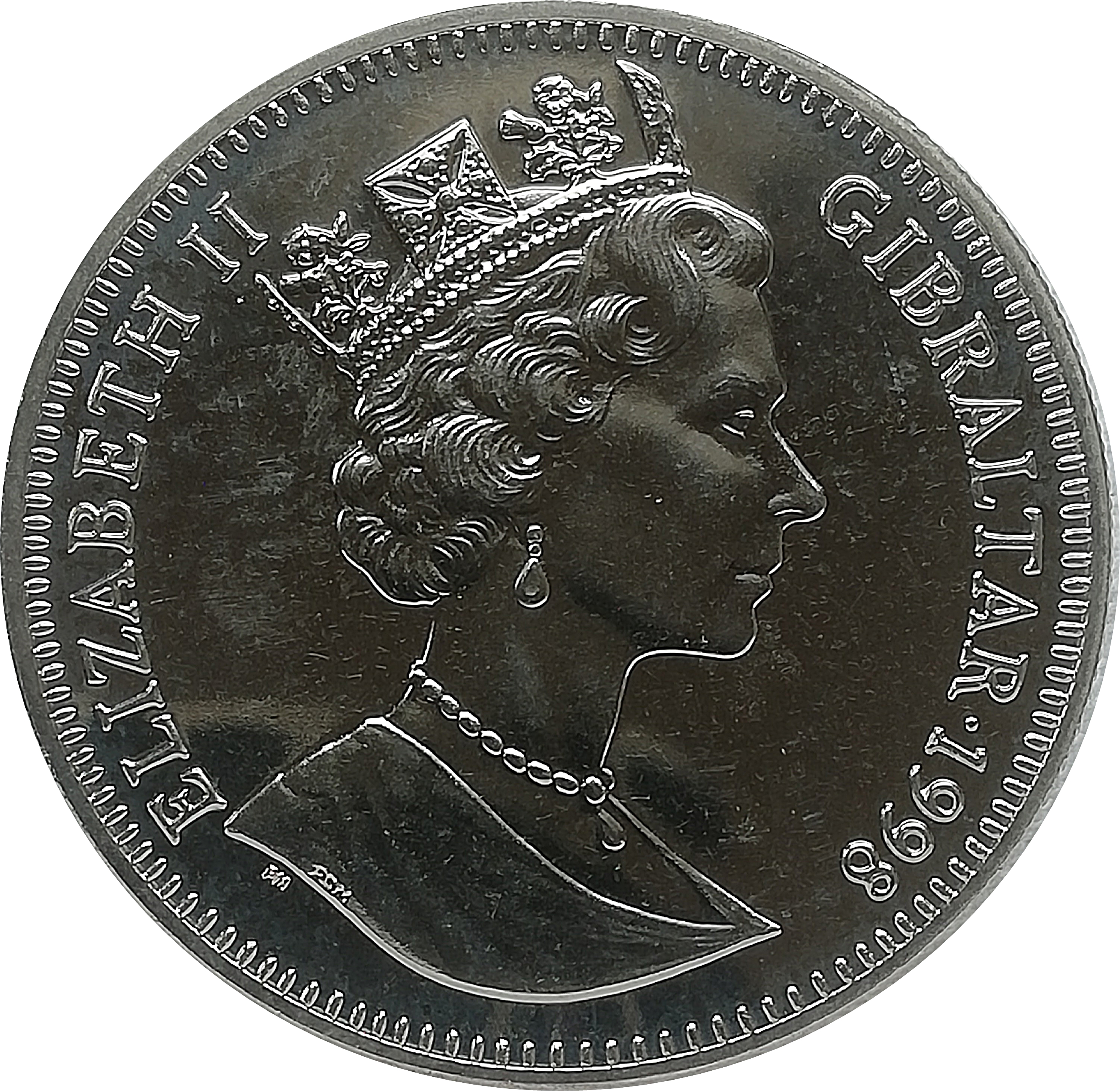 Gibraltar 1 Crown - Elizabeth II Homo Erectus obverse