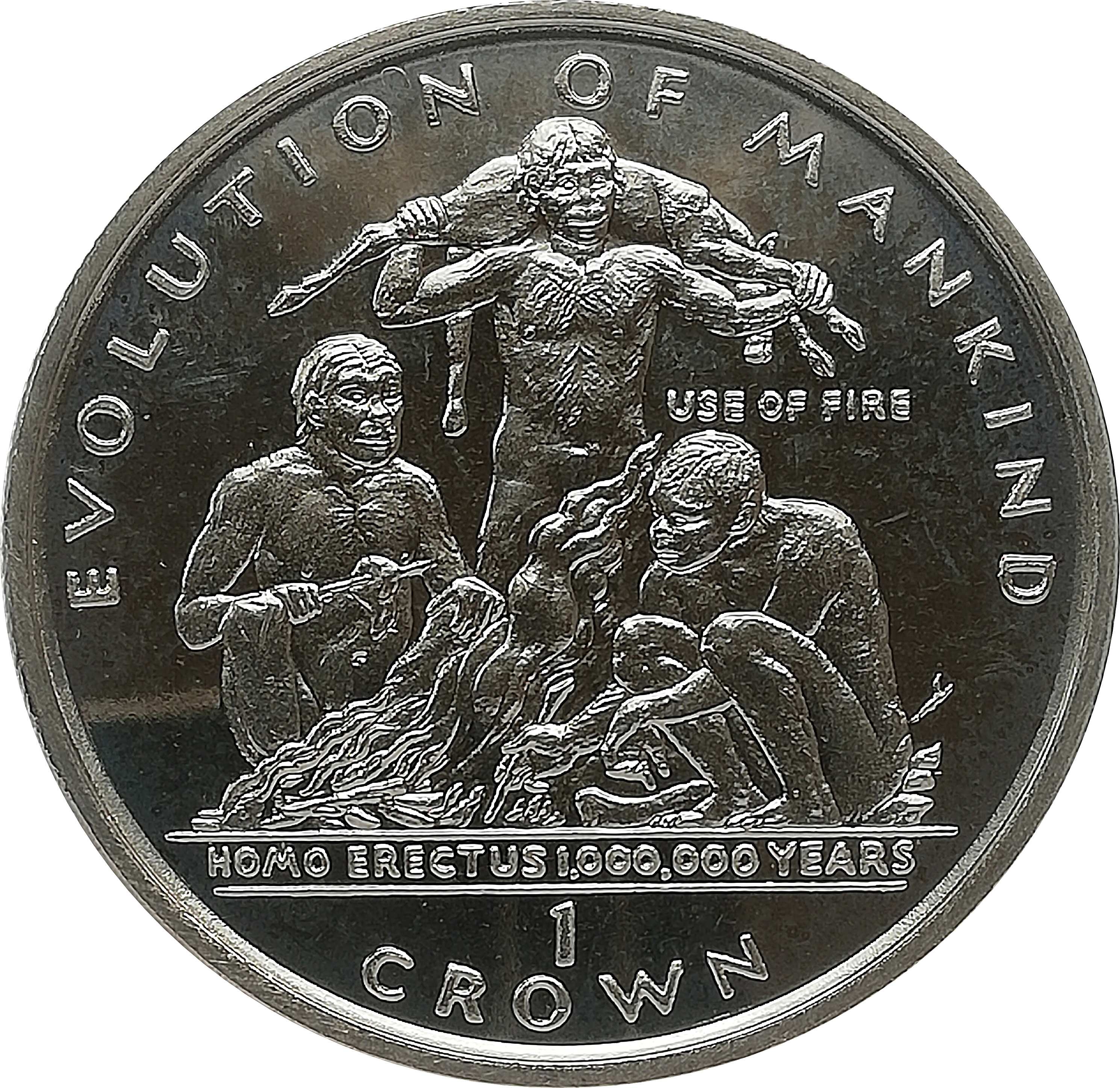 Gibraltar 1 Crown - Elizabeth II Homo Erectus reverse