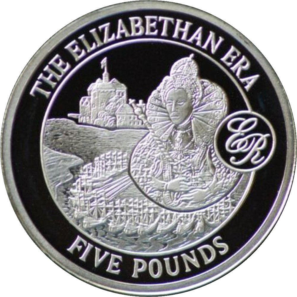 Gibraltar 5 Pounds - Elizabeth II Elizabeth I reverse