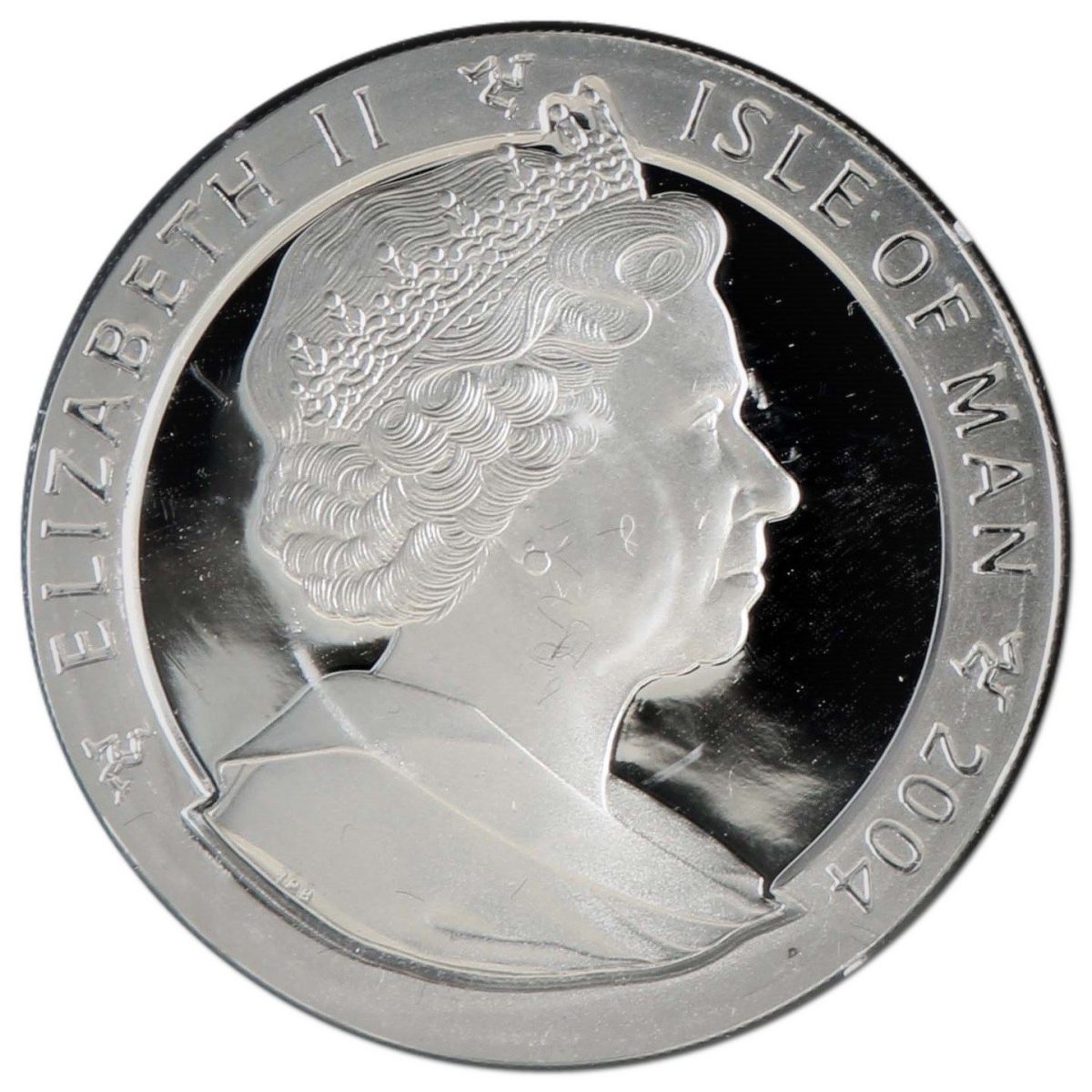 Isle of Man 1 Crown - Elizabeth II Olympic Games Athens - Cyclists; Silver Proof obverse