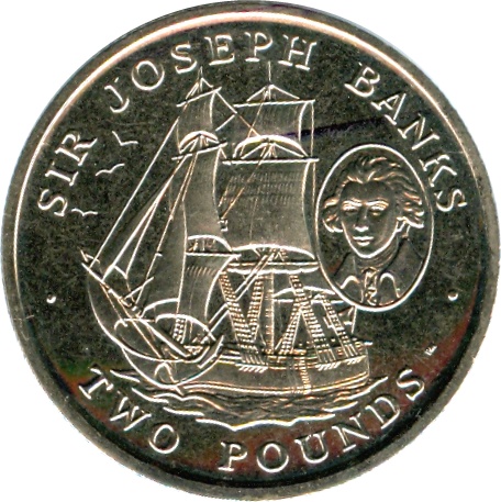 South Georgia and the South Sandwich Islands 2 Pounds - Elizabeth II Sir Joseph Banks