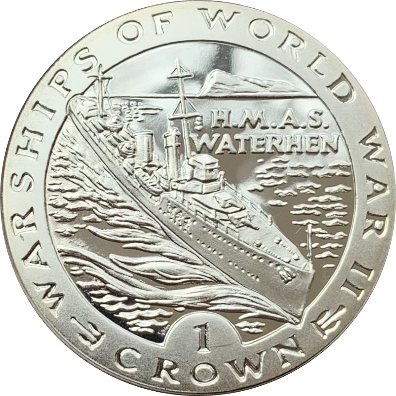 Gibraltar 1 Crown - Elizabeth II H.M.A.S. Waterhen; Silver Proof reverse