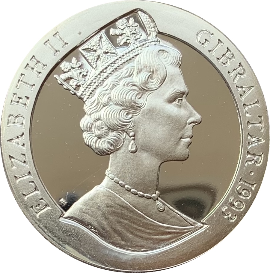 Gibraltar 1 Crown - Elizabeth II H.M.S. Penelope; Silver Proof obverse