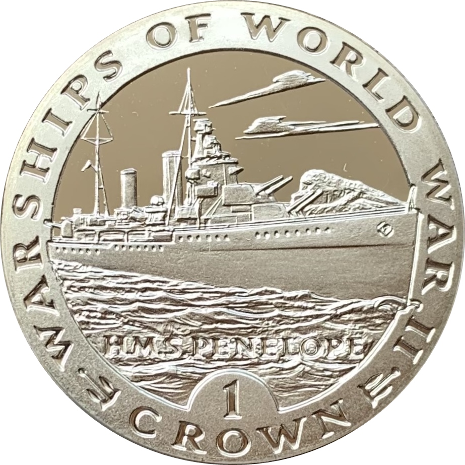 Gibraltar 1 Crown - Elizabeth II H.M.S. Penelope; Silver Proof reverse