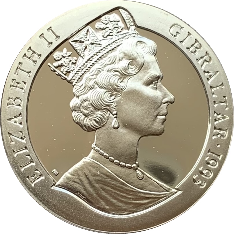 Gibraltar 1 Crown - Elizabeth II HNLMS Isaac Sweers; Silver Proof obverse
