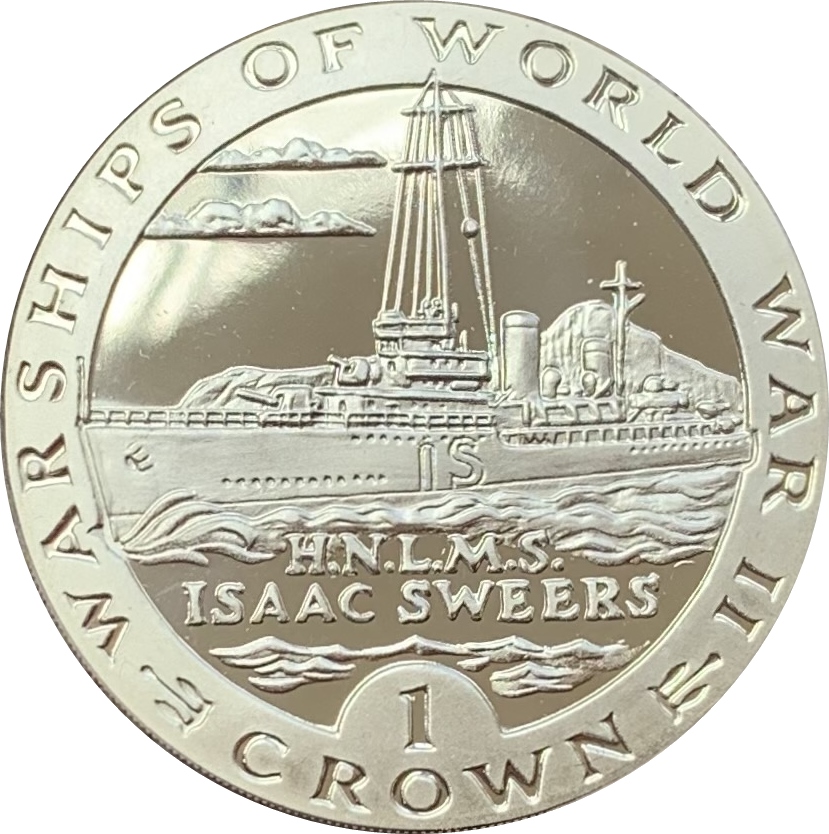 Gibraltar 1 Crown - Elizabeth II HNLMS Isaac Sweers; Silver Proof reverse