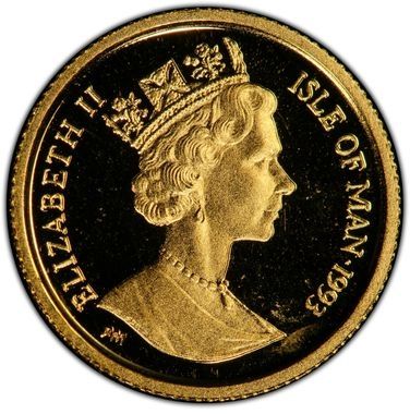 Isle of Man 1/25 Crown - Elizabeth II Maine Coon Cat obverse