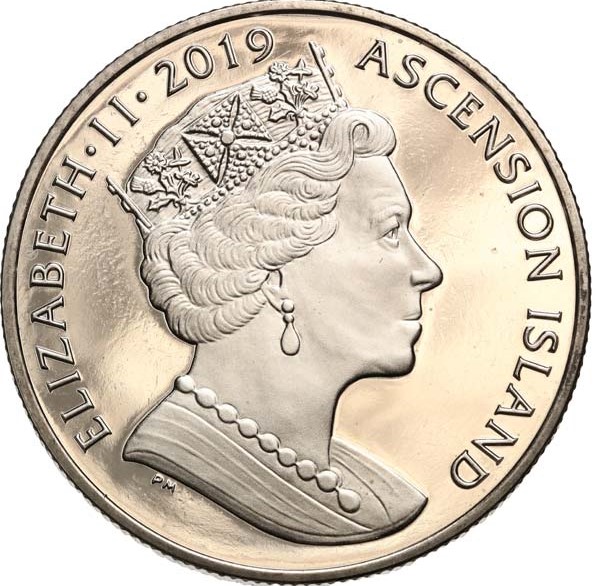 Ascension Island 1 Crown - Elizabeth II Queen triggerfish obverse