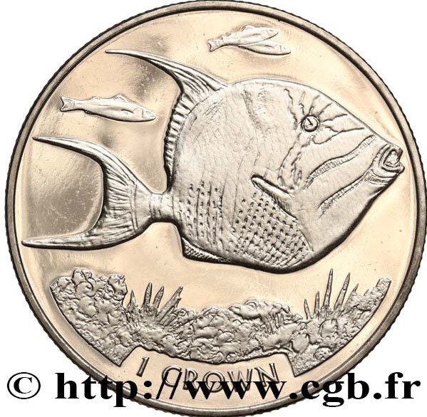 Ascension Island 1 Crown - Elizabeth II Queen triggerfish