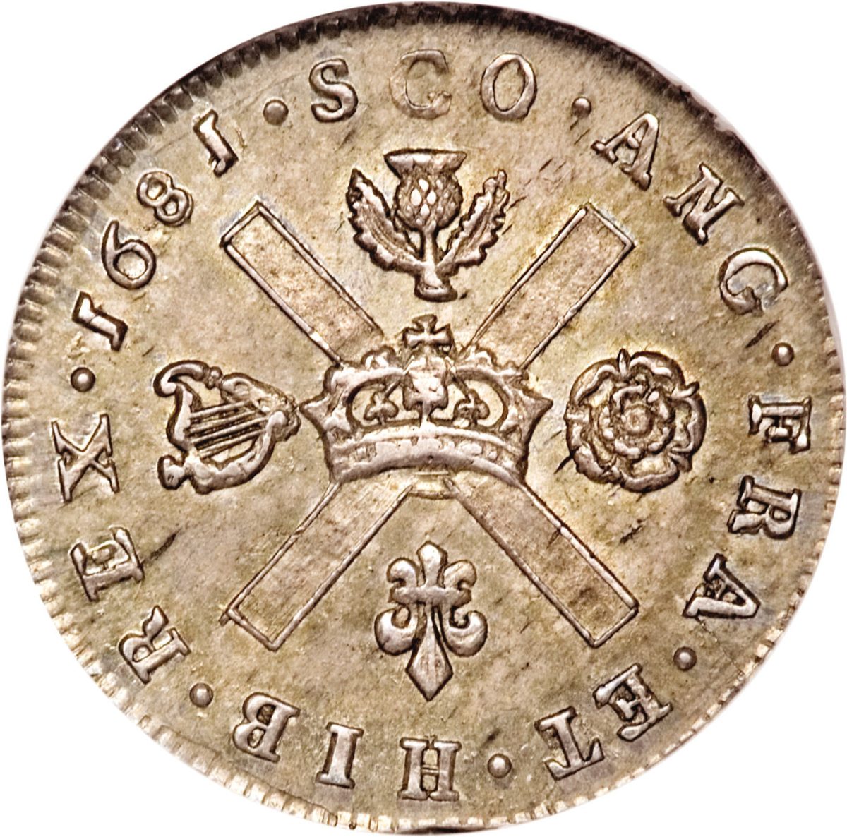 Scotland 1/16 Dollar - Charles II 2nd Coinage reverse