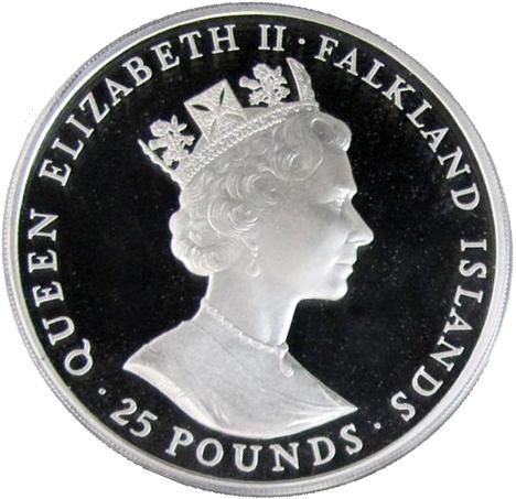 Falkland Islands 25 Pounds - Elizabeth II 400th Anniversary of first sighting obverse