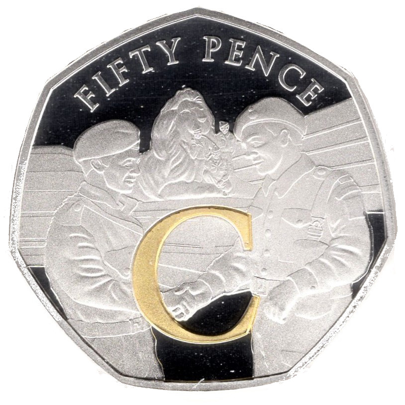 Isle of Man 50 Pence - Elizabeth II VE Day - C; Silver Proof reverse