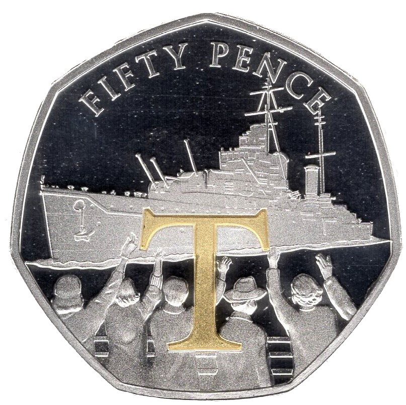 Isle of Man 50 Pence - Elizabeth II VE Day - T; Silver Proof reverse